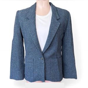 Vintage John Ashford Blue Wool Blend Blazer